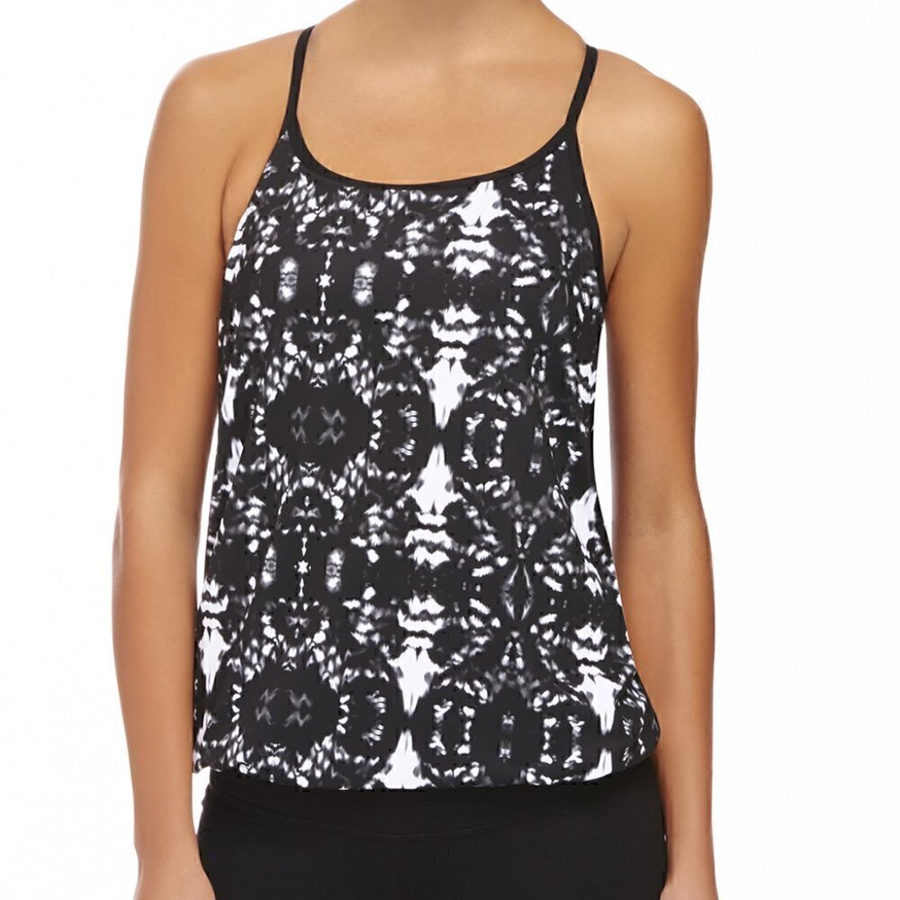 Fabletics Norwalk Tie Dye Black White Tank Top